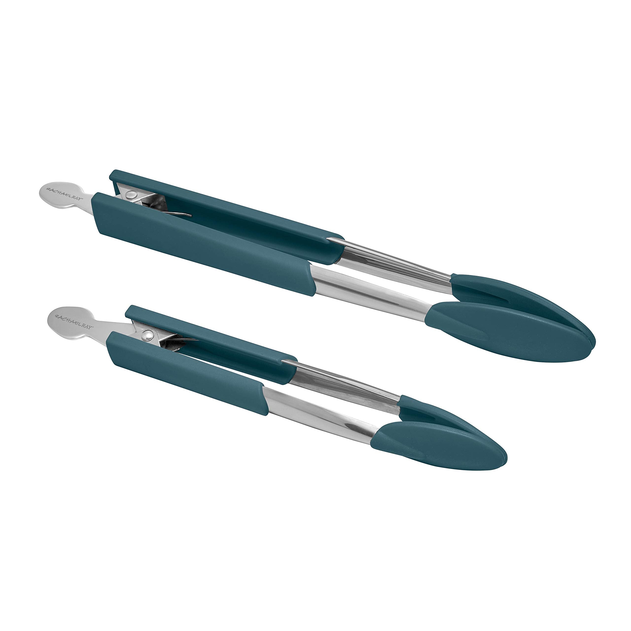 Rachael Ray Lil’ Huggers pinzas de 9 pulgadas con agarre cómodo y bloqueo para almacenamiento.