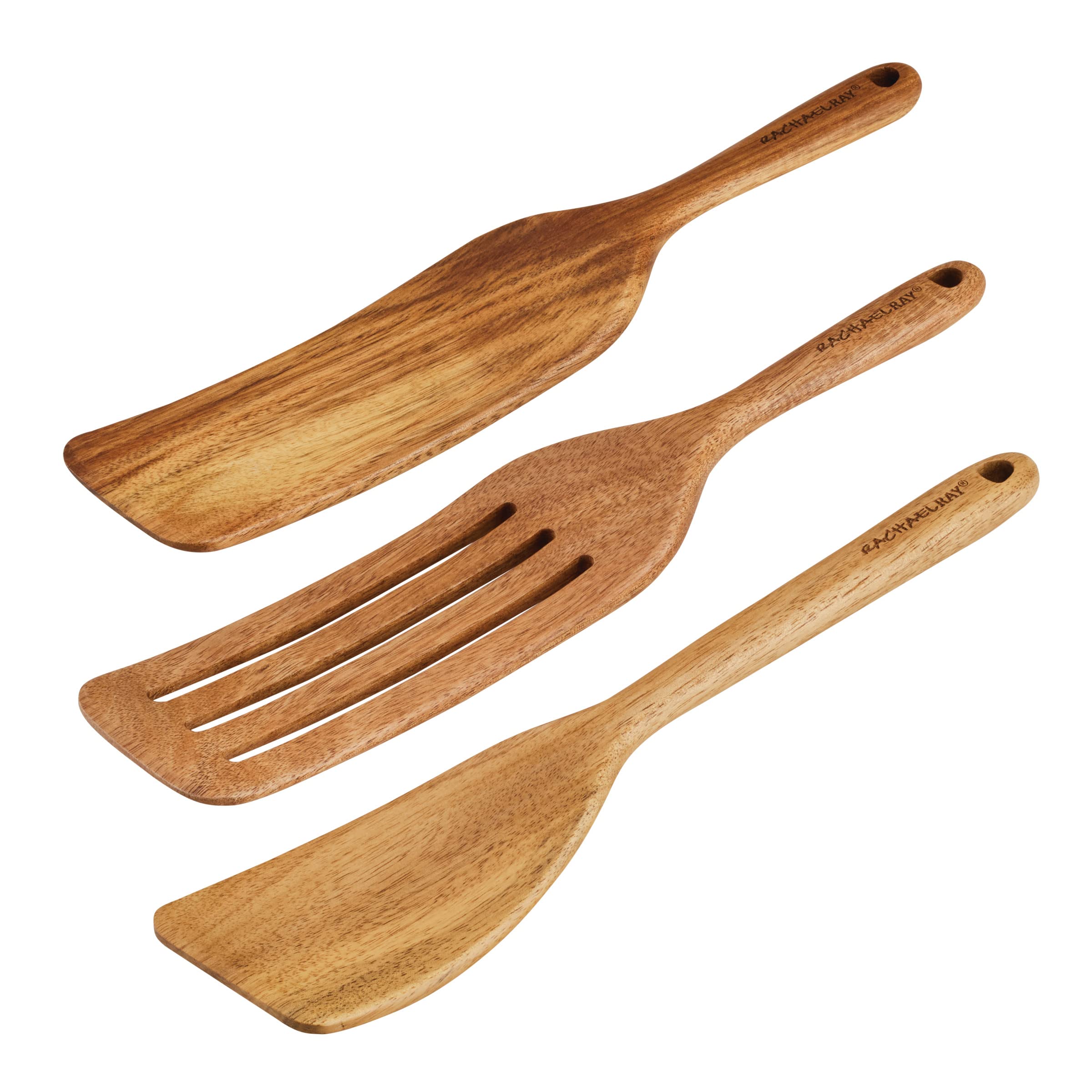 Rachael Ray espurtle ranurado de acacia, 13 pulgadas, ideal para batir y mezclar grandes porciones