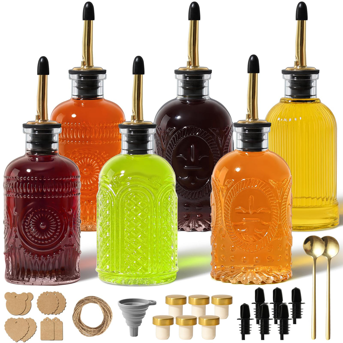 RACOBOT dispensadores de sirope para café con juego de 6 botellas de vidrio.