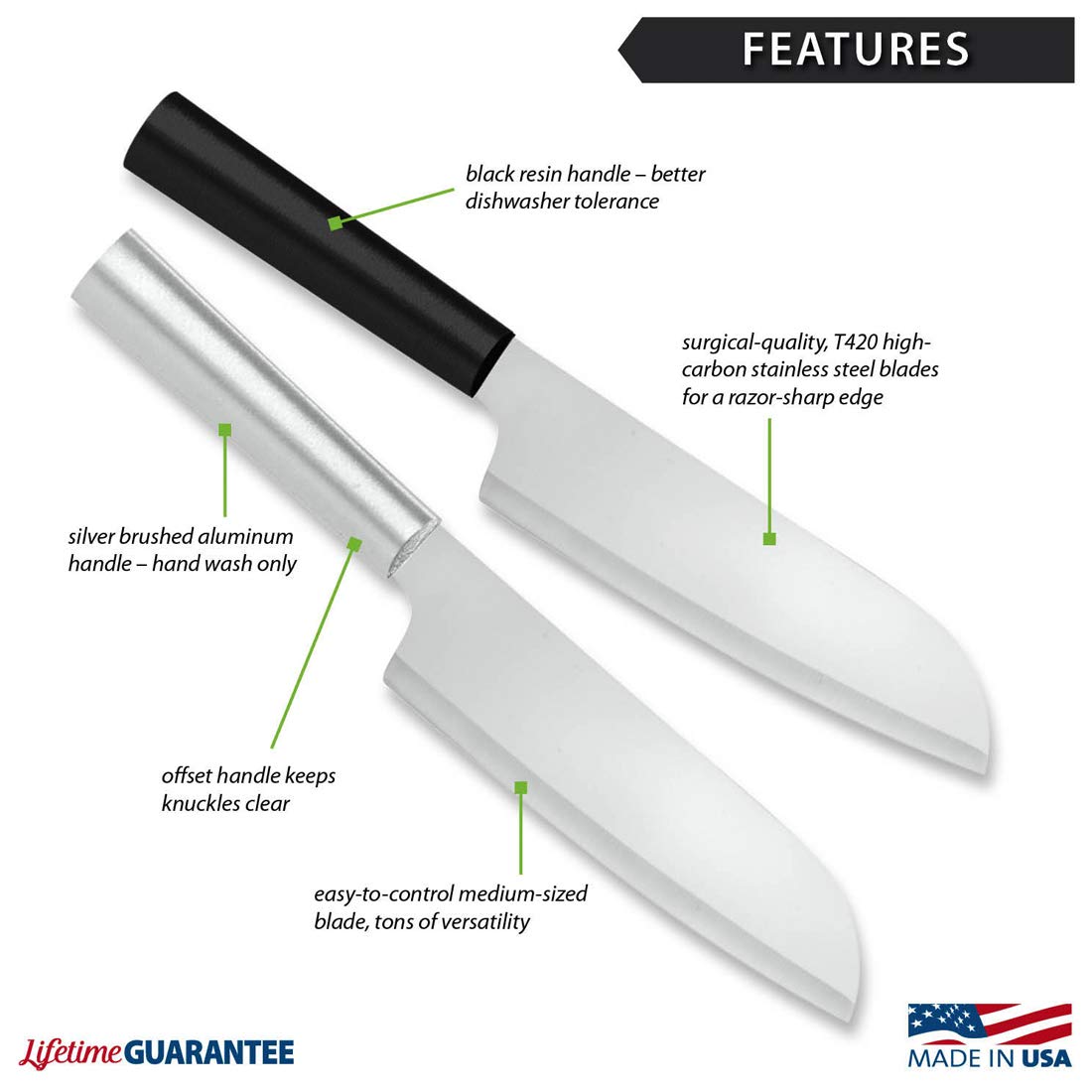 Cuchillo RADA con hoja T420 mantiene filo para cortes consistentes.