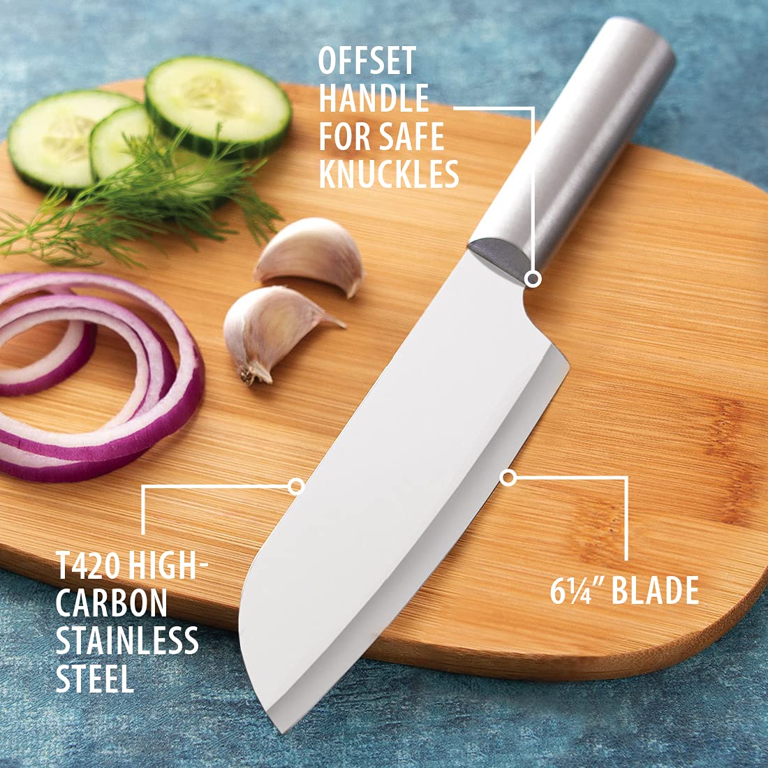 RADA cuchillo facilita cortar carne con facilidad para porciones uniformes.
