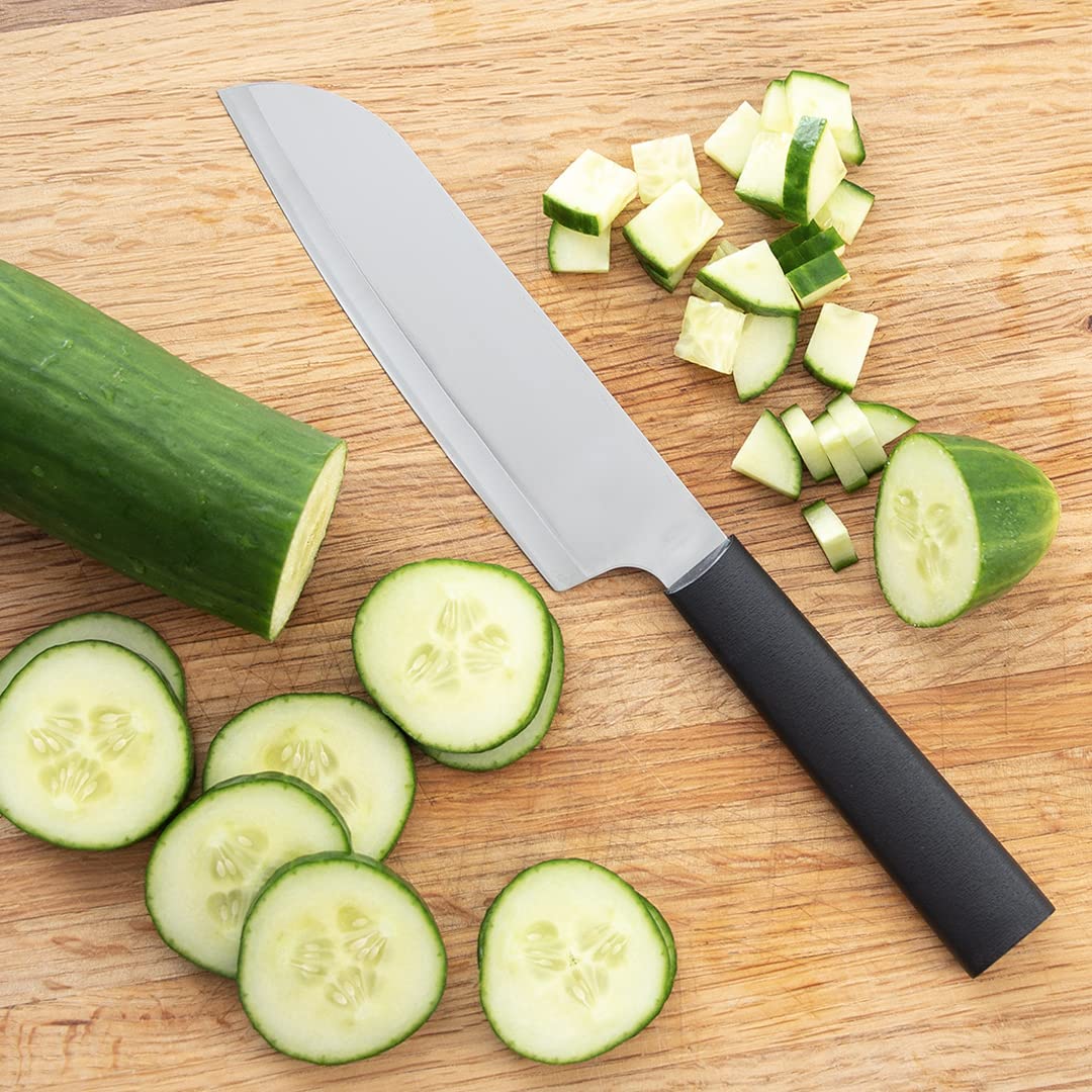RADA Cuchillo de cocina detalle en mango negro para agarre seguro