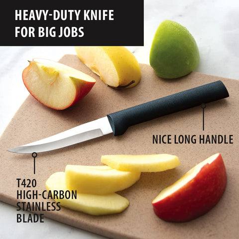 RADA cuchillo pelador con mango negro, apto para lavavajillas y limpieza fácil