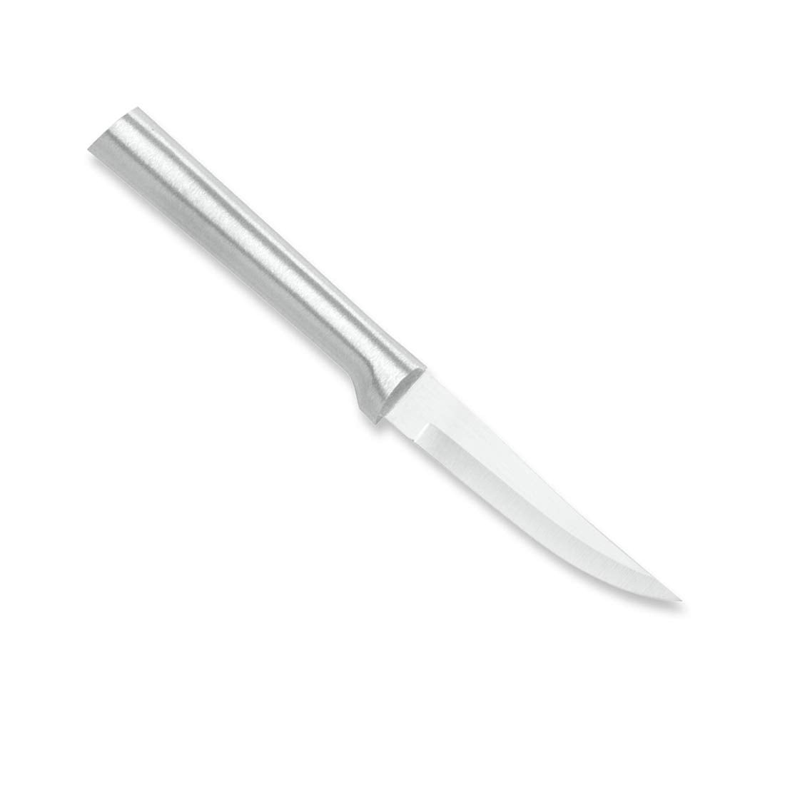 RADA cuchillo pelador con mango plateado ofrece un corte preciso para vegetales.