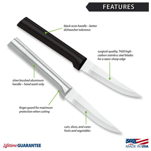RADA cuchillo pelador con mango ergonómico facilita un agarre cómodo para pelar.