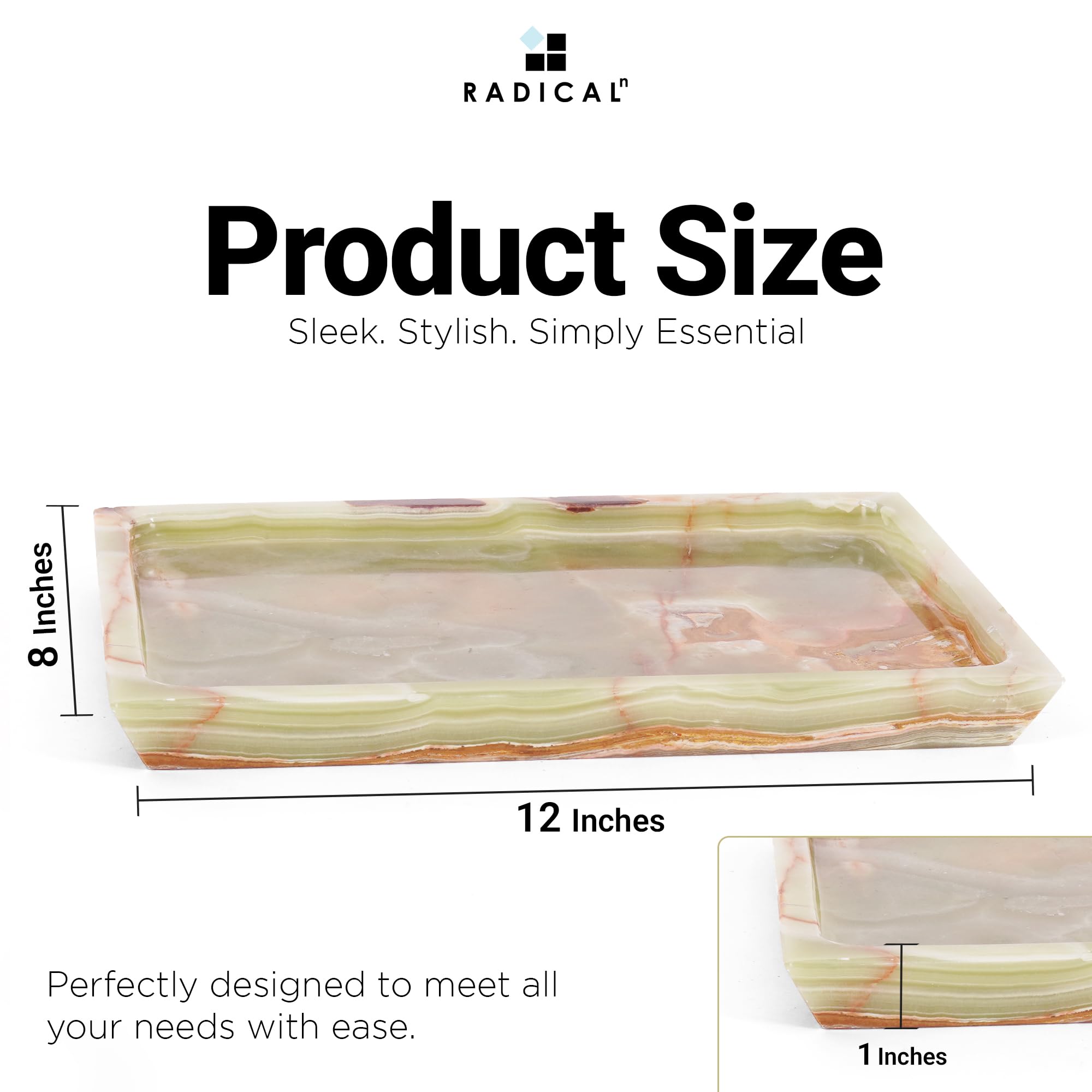 Radicaln bandeja marmol rectangular 12pulgadas verde, llega en empaque seguro de la marca.