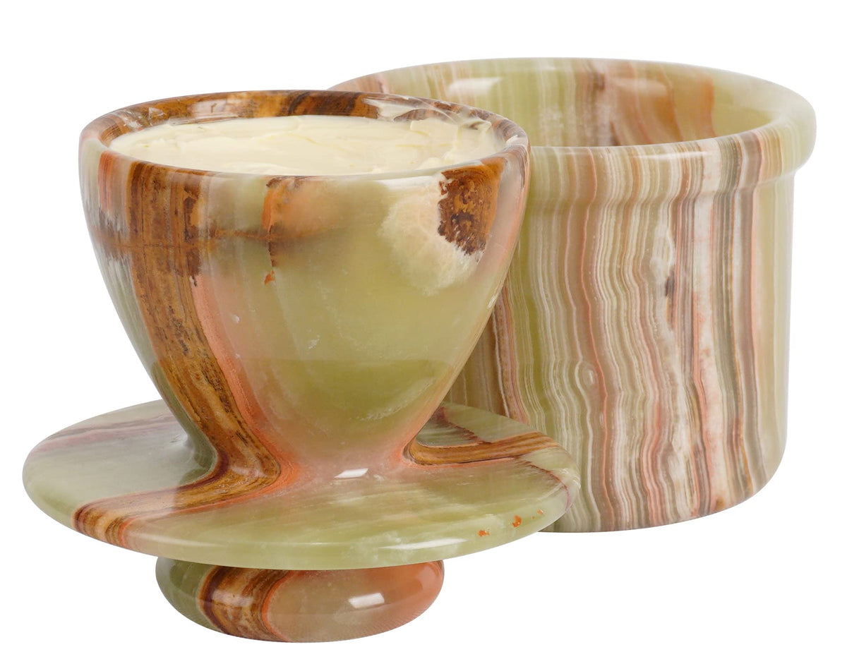 Radicaln guardamantequilla de mármol verde onyx, almacenamiento elegante para mantequilla fresca.