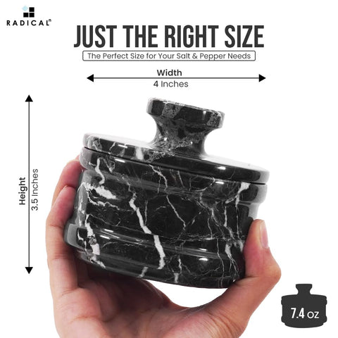 Radicaln juego de condimentos en mármol, estilo moderno para cocina.