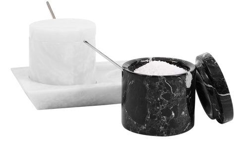 Radicaln salero de mármol con tapa, almacenamiento elegante y seguro.