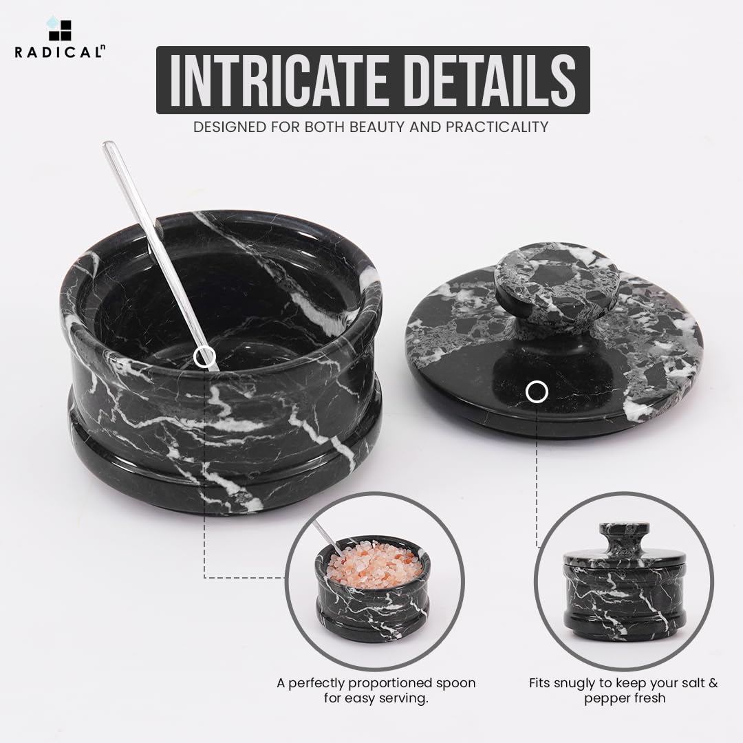 Radicaln tarro de especias de mármol para mostrador.