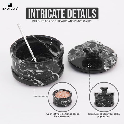 Radicaln tarro de especias de mármol para mostrador.