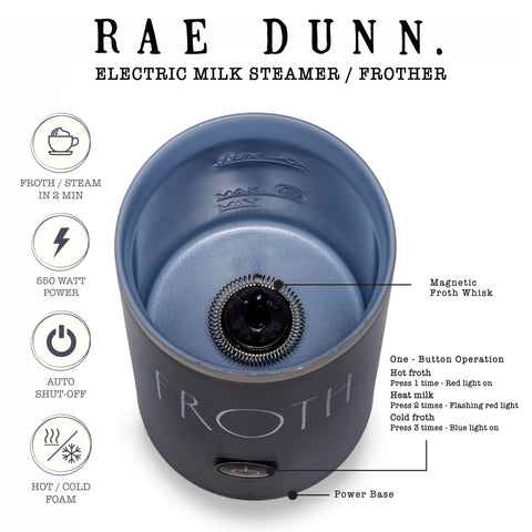 Rae Dunn operación con un botón facilita preparar espuma profesional en casa.