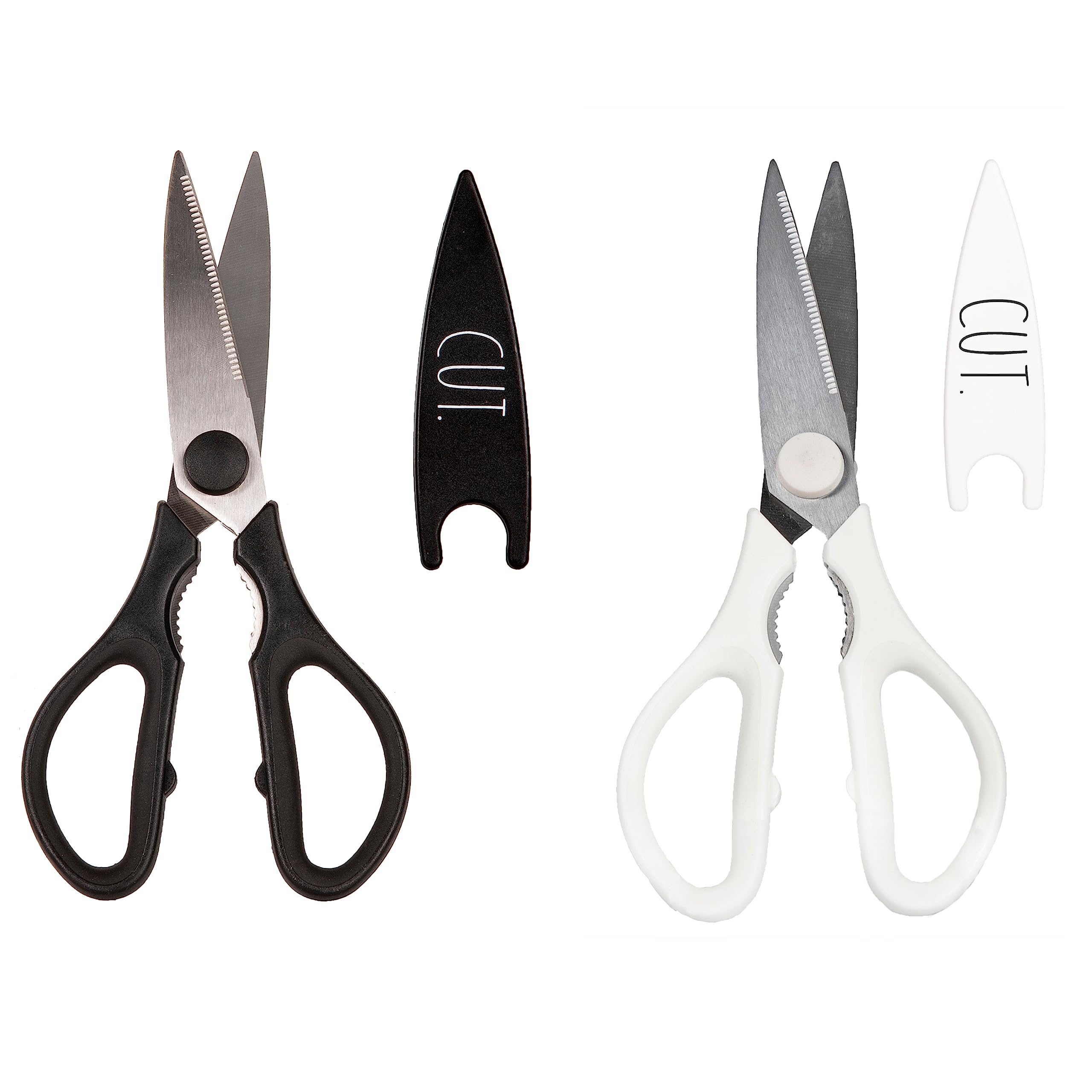 Tijeras Rae Dunn de acero inoxidable, paquete de 2, ideales para carnes y hierbas.