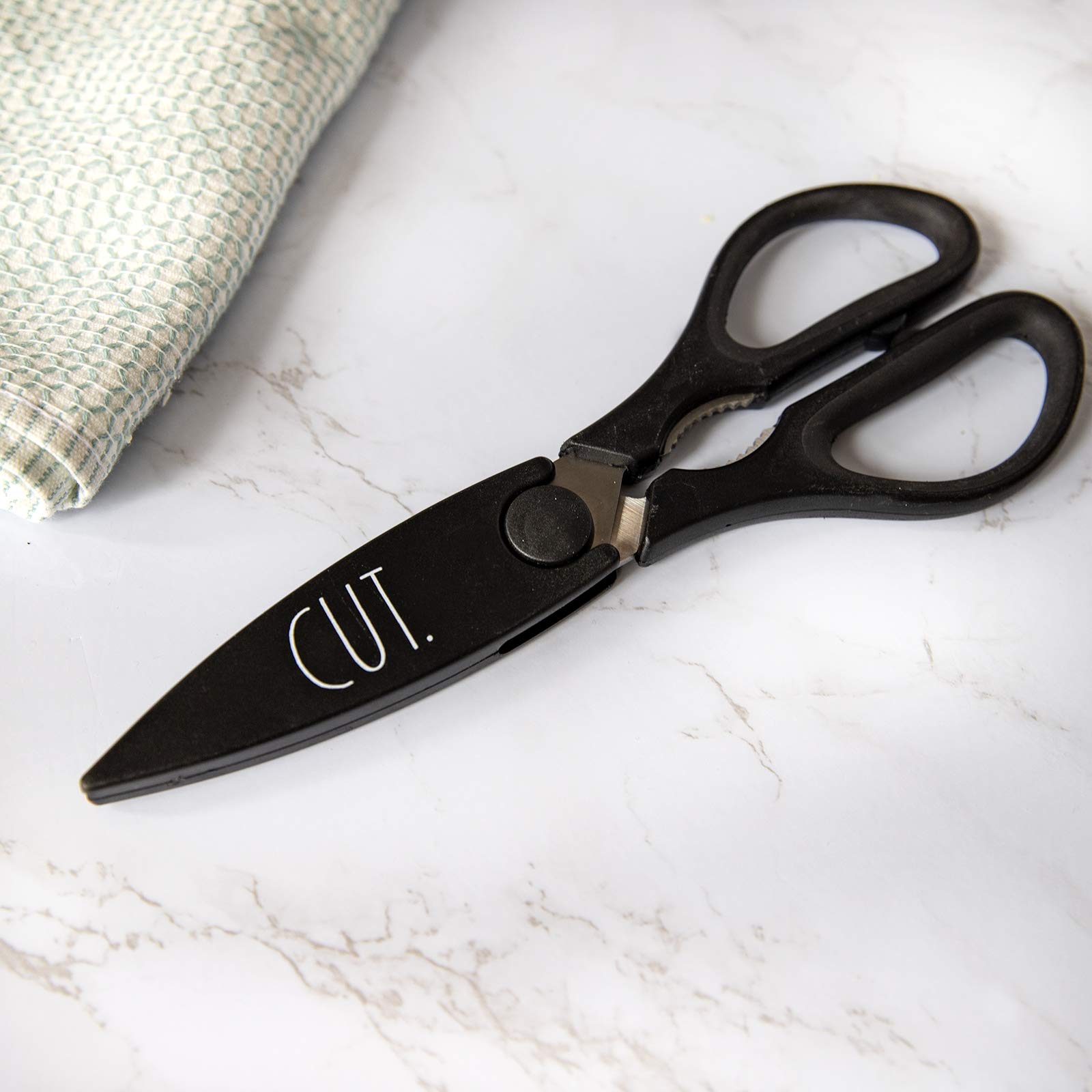 Rae Dunn, tijeras de cocina con funda de hoja para almacenamiento seguro.