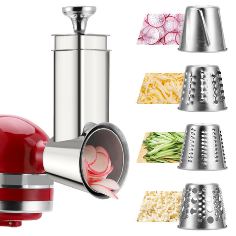 rafbar rallador para KitchenAid en acero inoxidable, uso versátil para quesos y verduras.