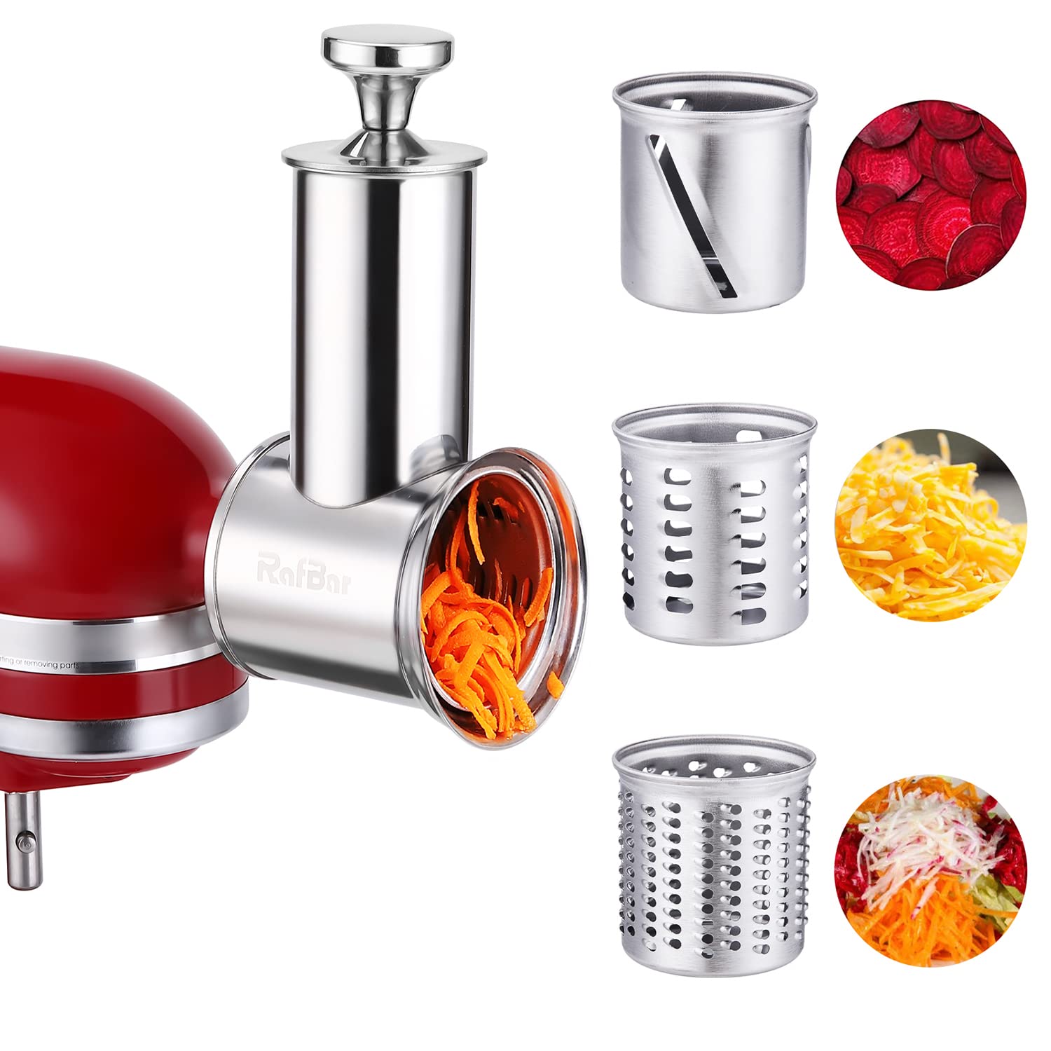 RAFBAR accesorio rebanador y rallador para KitchenAid facilita cortes rápidos