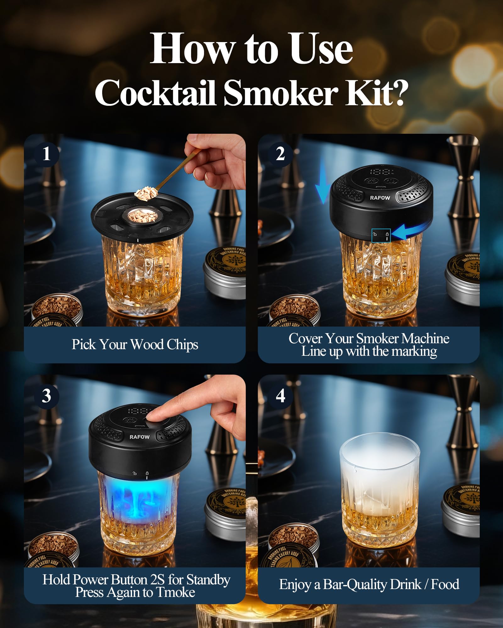 8 trozos de madera para whisky, cócteles y queso.