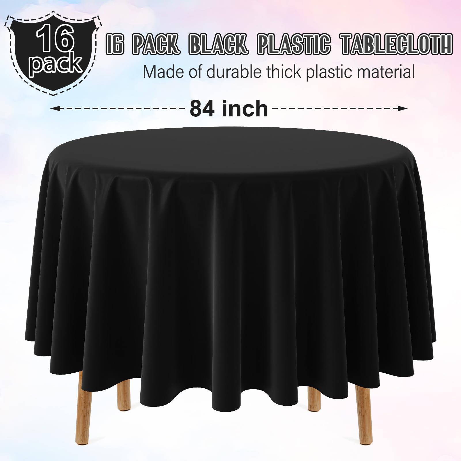 Mantel negro Ragnhild de plástico ligero ideal para eventos y montaje rápido