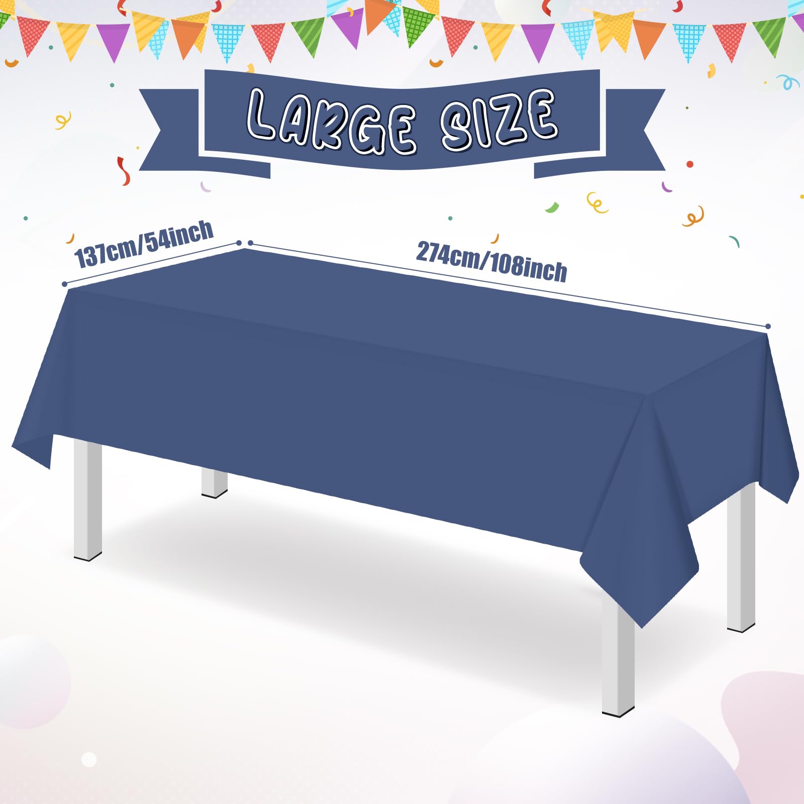 Mantel desechable de Ragnhild en azul marino para fiestas y banquetes.