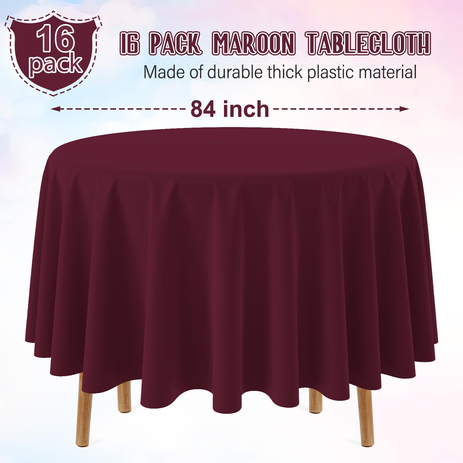 Mantel burdeos para eventos, mantel desechable de Ragnhild para limpieza rápida