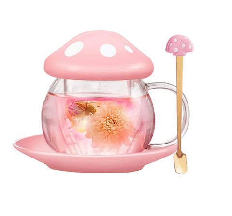 Rain House tazas de té hongo cristal para infusiones aromáticas.