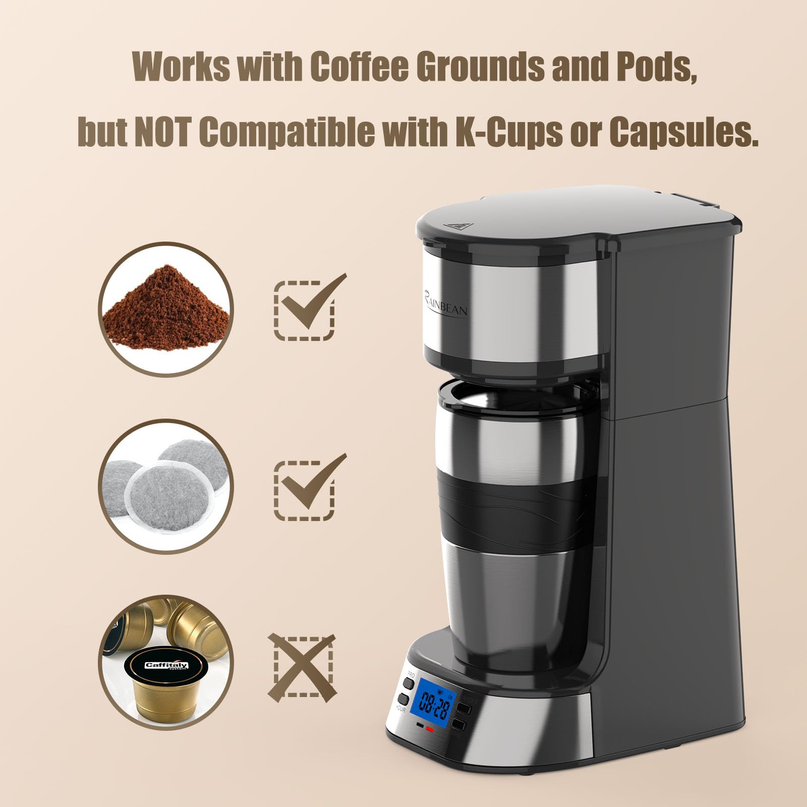 RAINBEAN taza humeante de café para una experiencia reconfortante