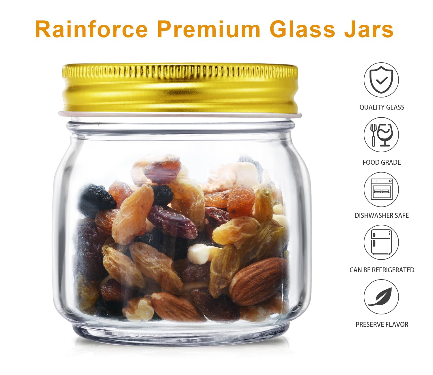 Rainforce frascos 8oz con cierre tornillo para conservar frescos