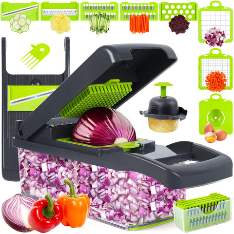 RAIQEE cortadora de verduras mandolina 10 en 1 para cortes rápidos y uniformes