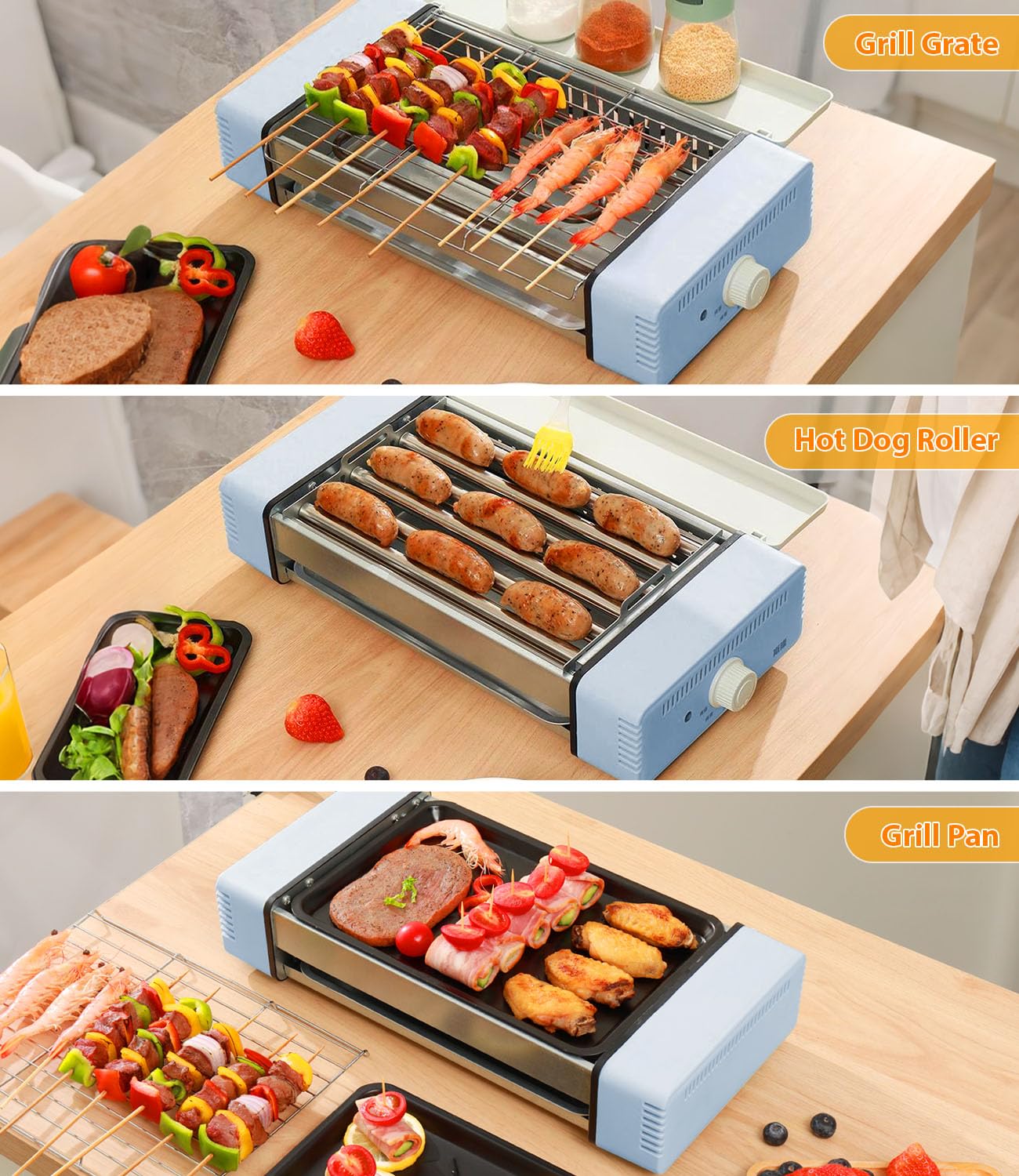 RAIQEE parrilla compacta para 1–4 personas, ideal en cocinas pequeñas.