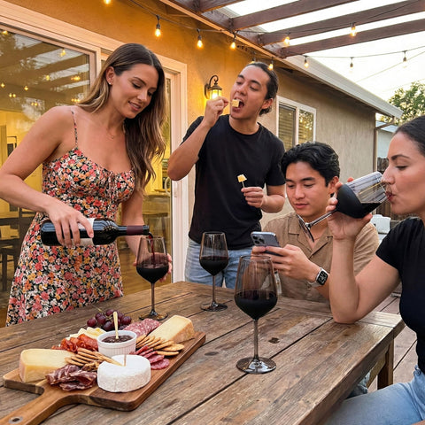 RAKLE copa de vino con acento de color rojo para vinos y cócteles.