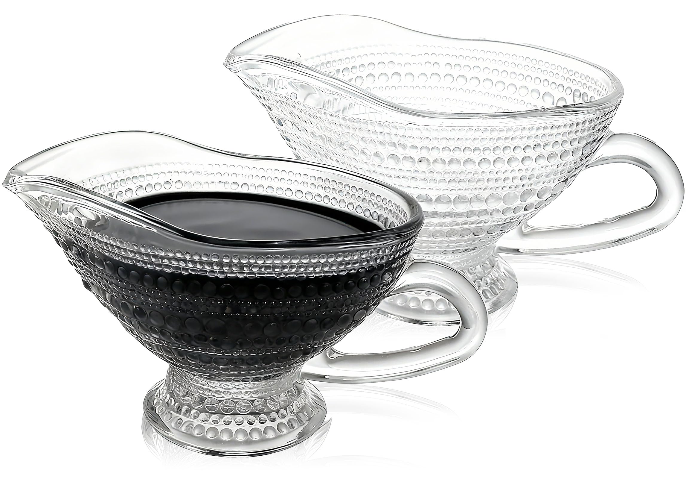 Jarra para salsas RALAHBEIFM de 12 onzas en vidrio, ideal para servir con estilo.