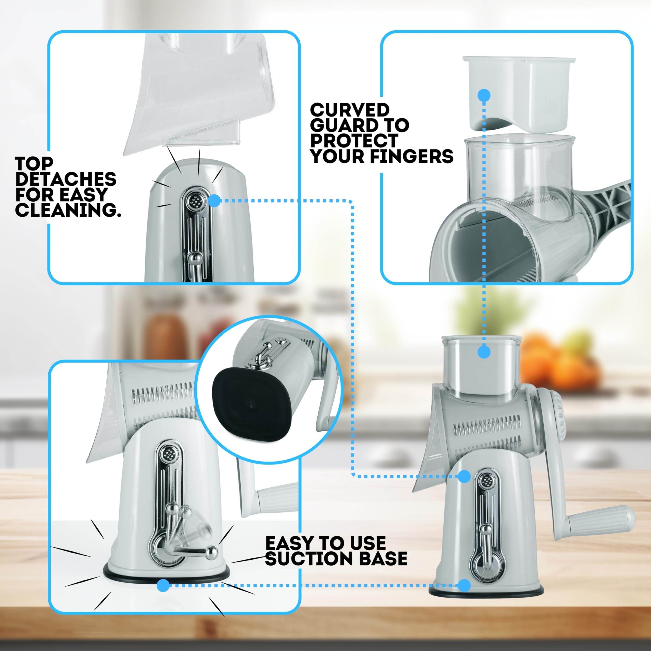 Rallador Rotatorio 5 en 1 para nueces: picado crujiente para toppings.