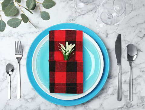 Ramanta Home Mesa elegante con servilletas en mesa para cenas familiares