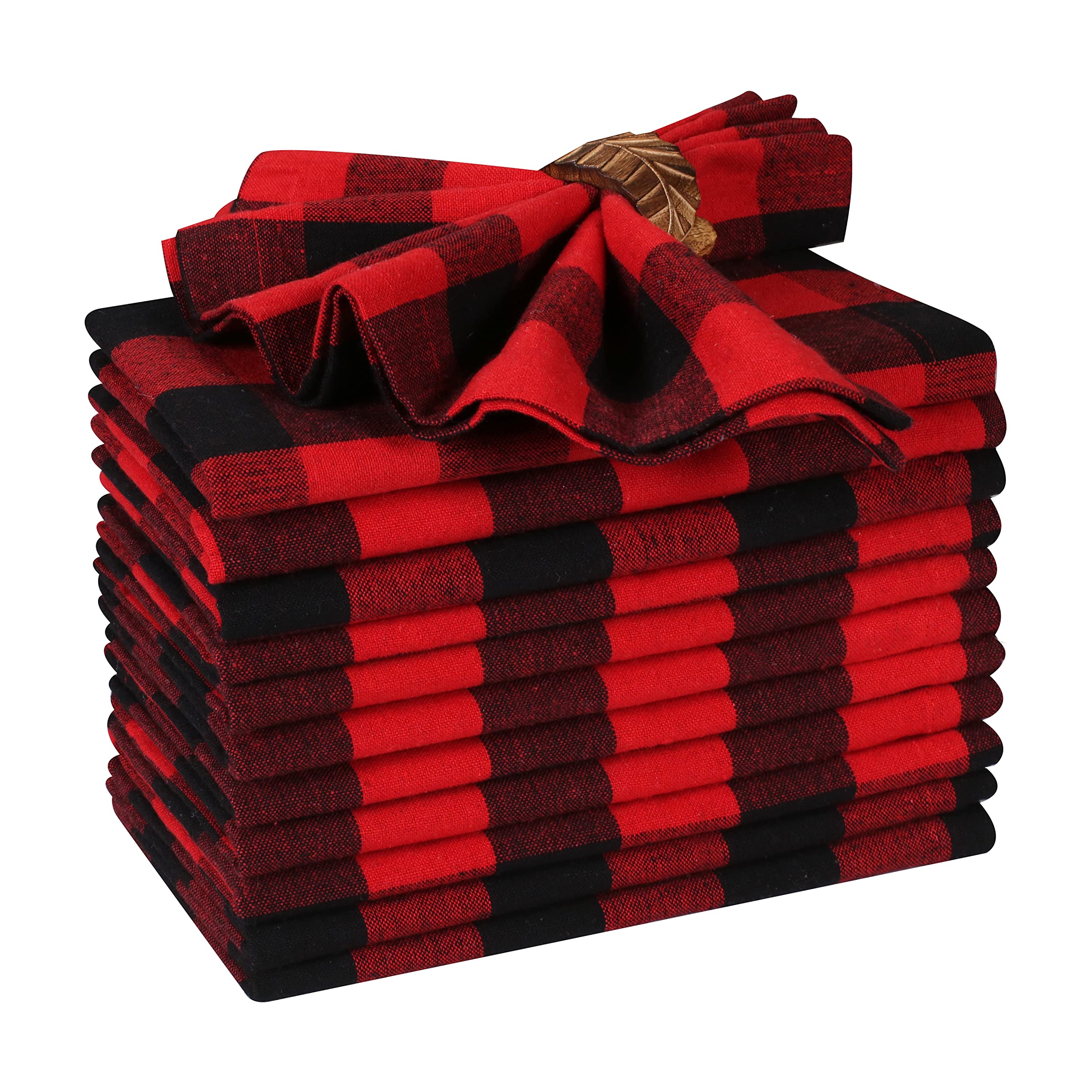 Ramanta Home servilletas de cuadros rojo y blanco 18x18 para cenas diarias