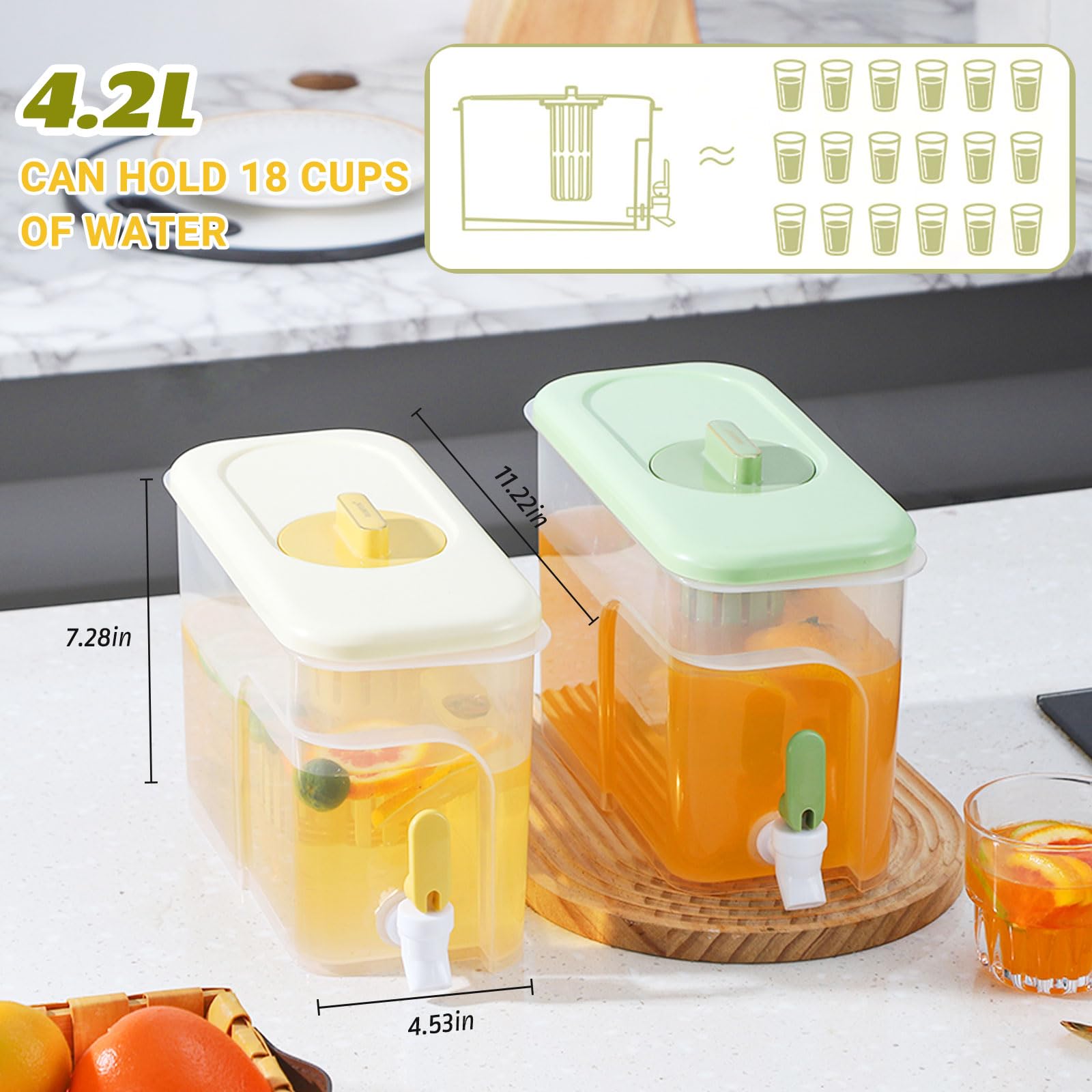 RAMFIYN dispensador de 1 galón en el frigorífico con cesta removible para infusionar sabores