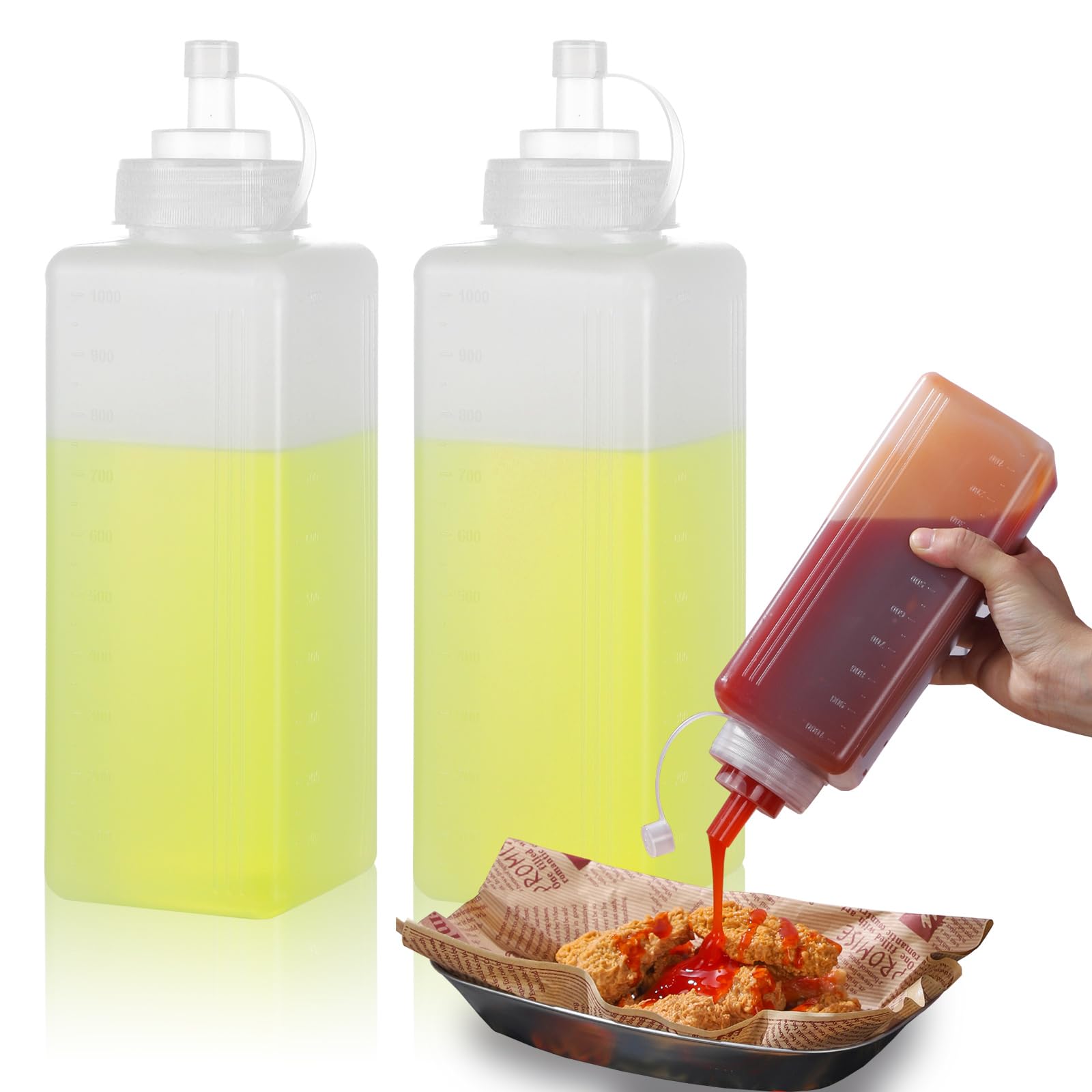 RAMFIYN dos botellas grandes frente para ver la capacidad y ergonomía en la cocina