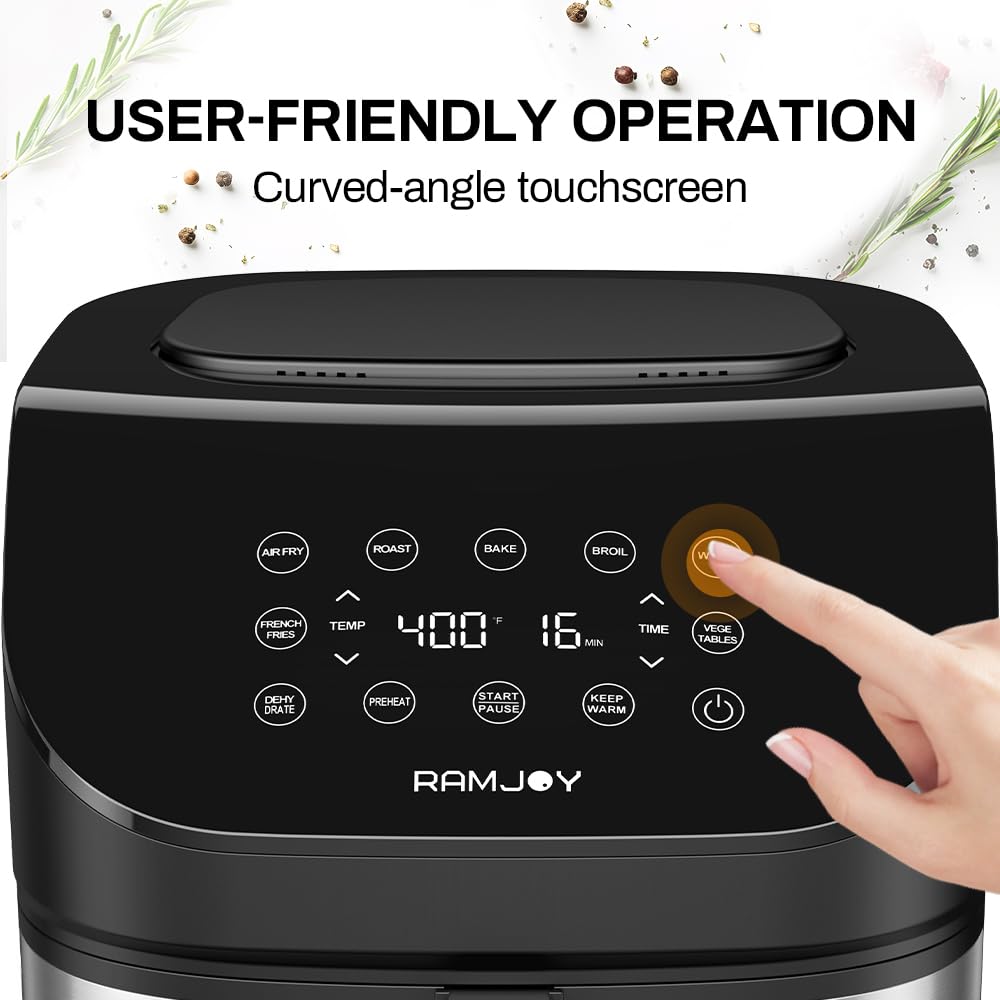 RAMJOY freidora de aire de gran capacidad para 4–6 porciones
