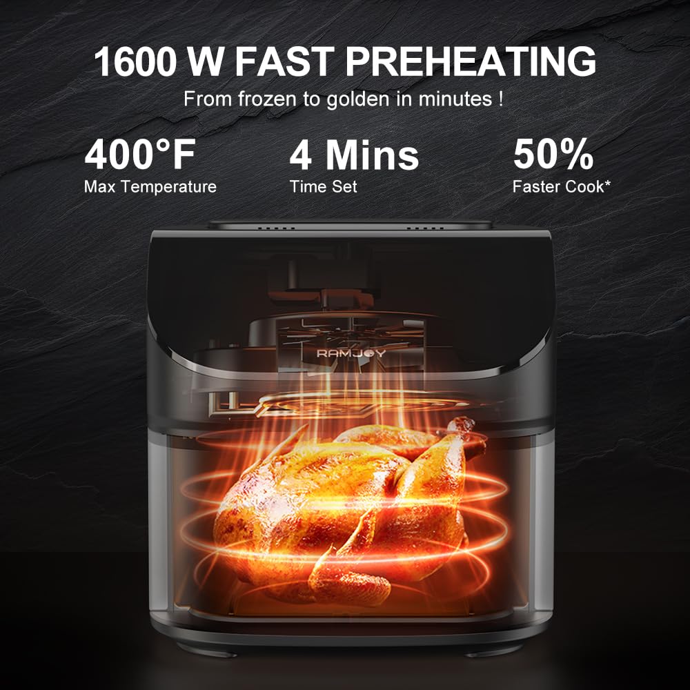 RAMJOY freidora de aire con potencia de 1600 W para dorar fácilmente