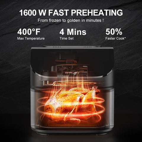 RAMJOY freidora de aire con potencia de 1600 W para dorar fácilmente