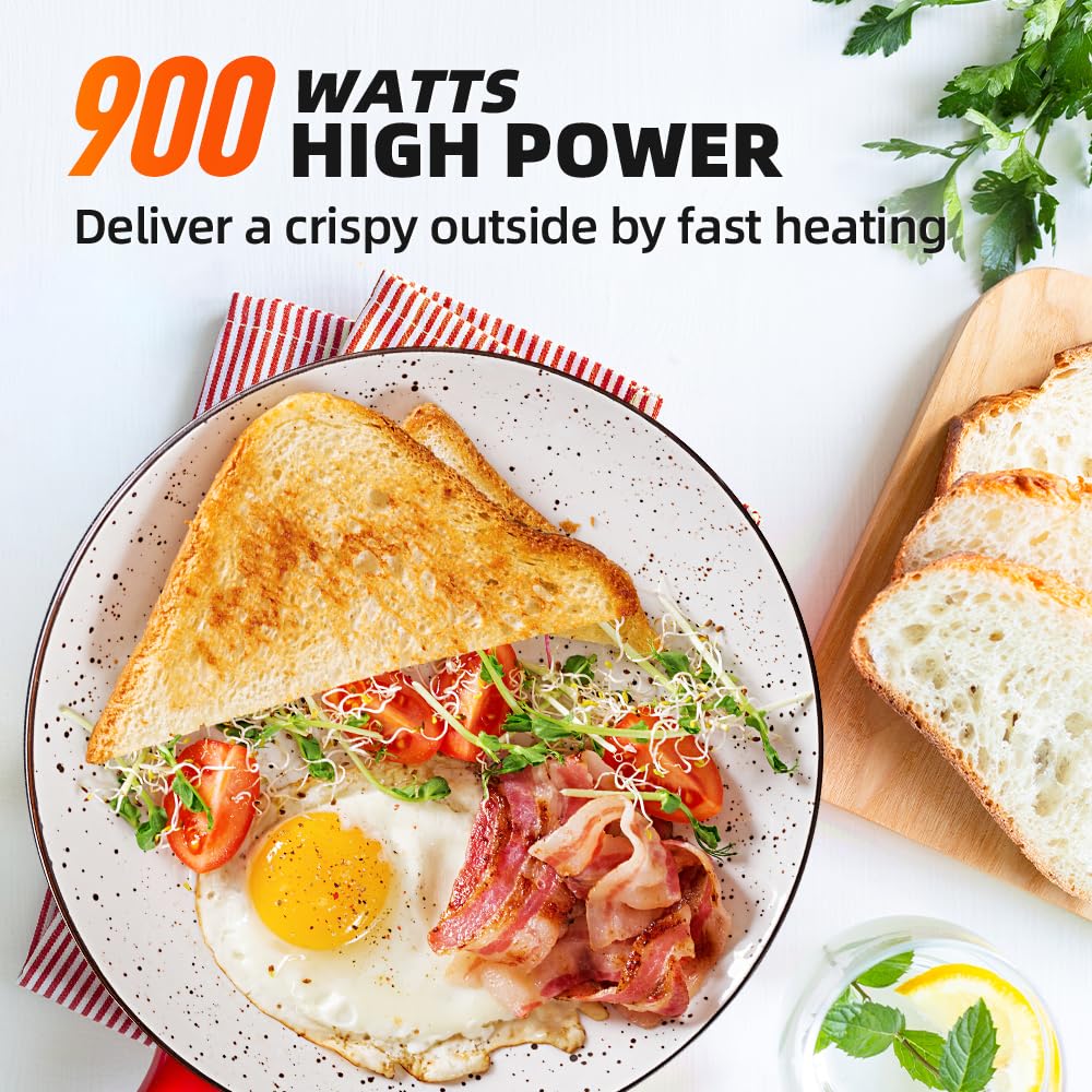 Potencia de 900 vatios para tostado rápido y crujiente.