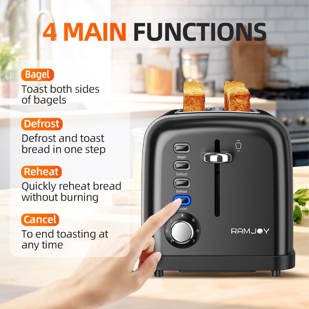 Ranuras amplias para panes, waffles y bagels.
