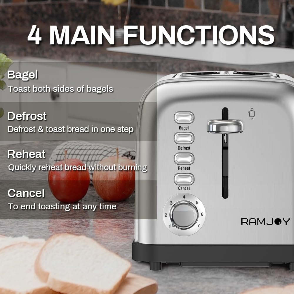 RAMJOY Potencia de 900 W para dorar rápido y crujiente