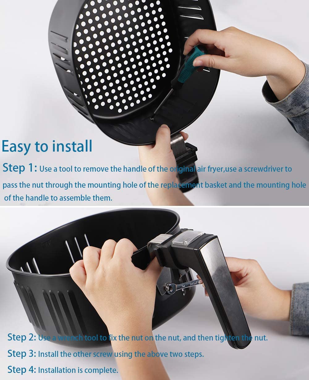 RAMLLY cesta compatible para varias freidoras, perfecta para verduras y carnes.