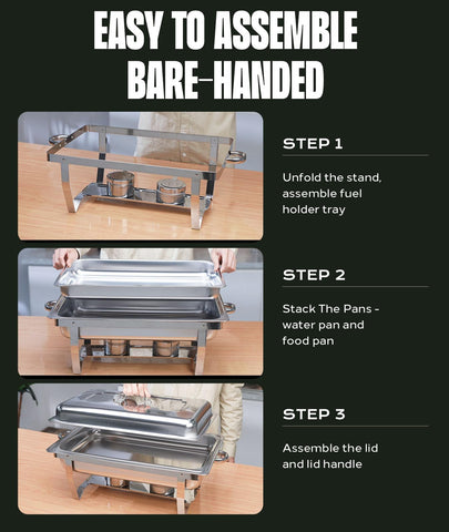 RAMVIC Charolas buffet 9QT, acabado duradero y diseño elegante para eventos.
