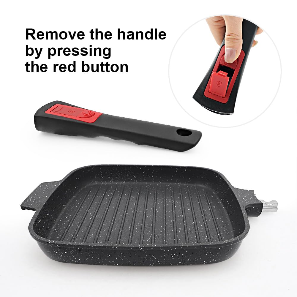 Sartén grill RANX INGST con asa desmontable para mayor seguridad.