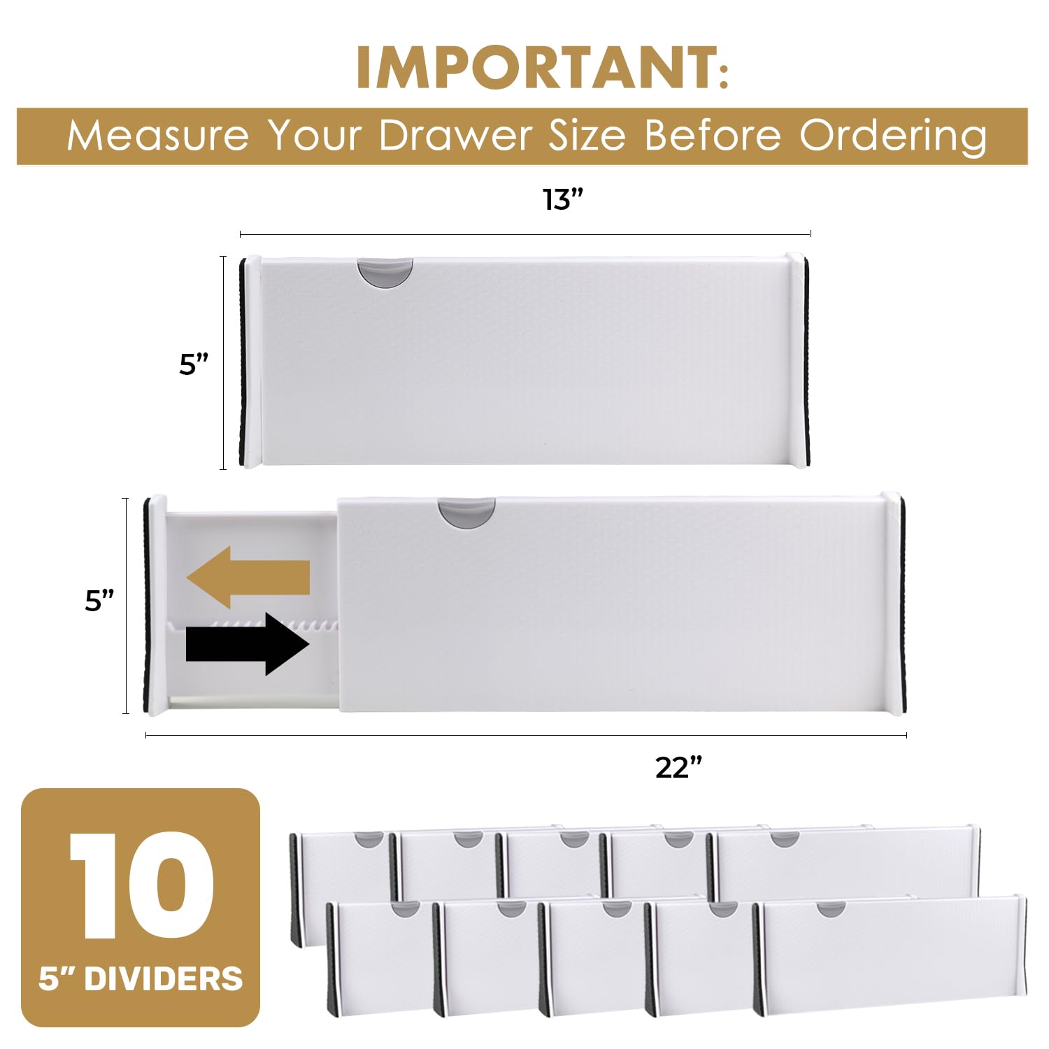 RAPTUROUS divisor ajustable de 13 a 22 pulgadas para cajones de diferentes profundidades