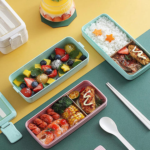 Rarapop Bento: colores beige, rosa y verde para un estilo sobrio.