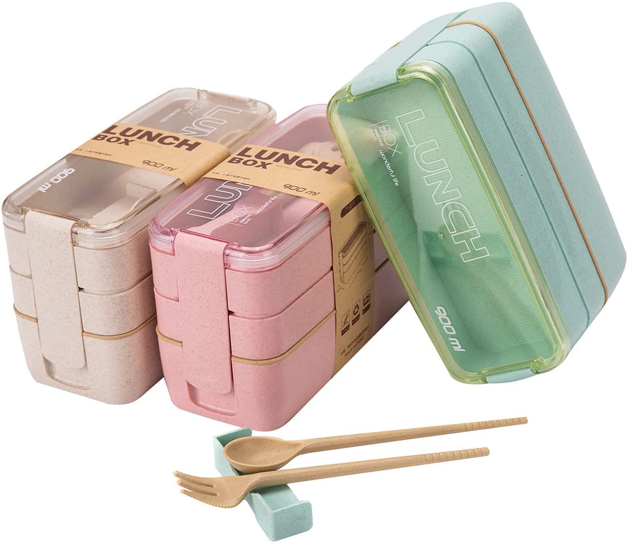 Rarapop Bento: tres compartimentos para porciones equilibradas, 900 ml de capacidad.