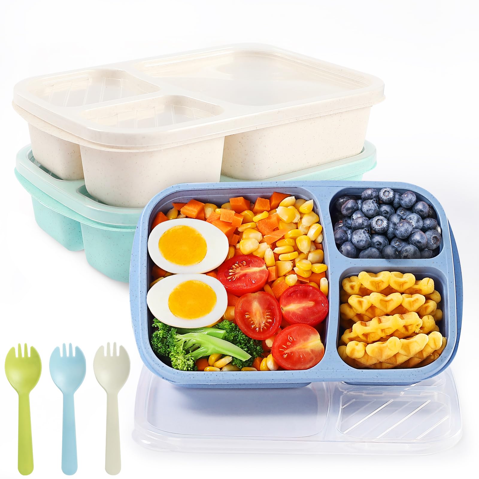 RASUSS caja bento con 3 compartimentos para porciones equilibradas.
