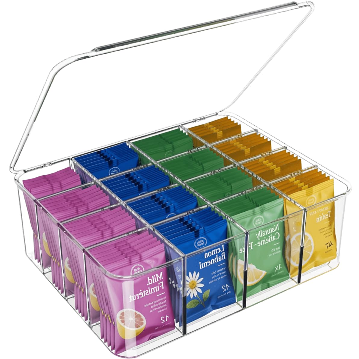 Rasydyn organizador de bolsas de té con tapa, acceso rápido y orden visual.